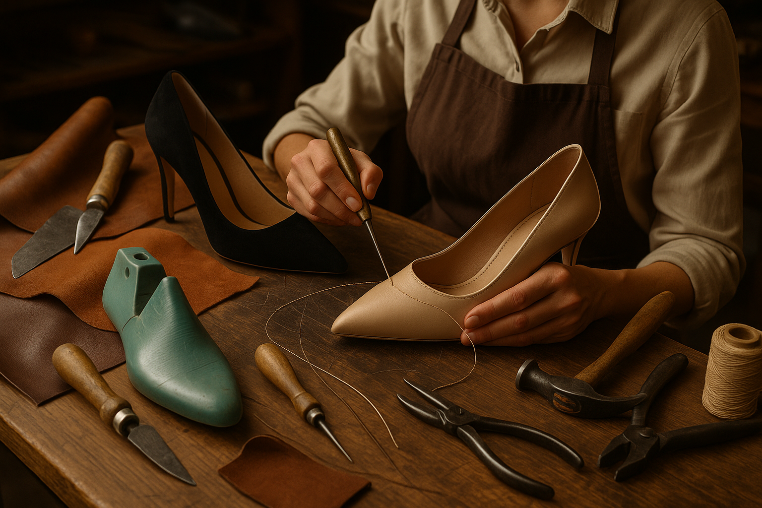 Lavorazione di scarpe da donna 